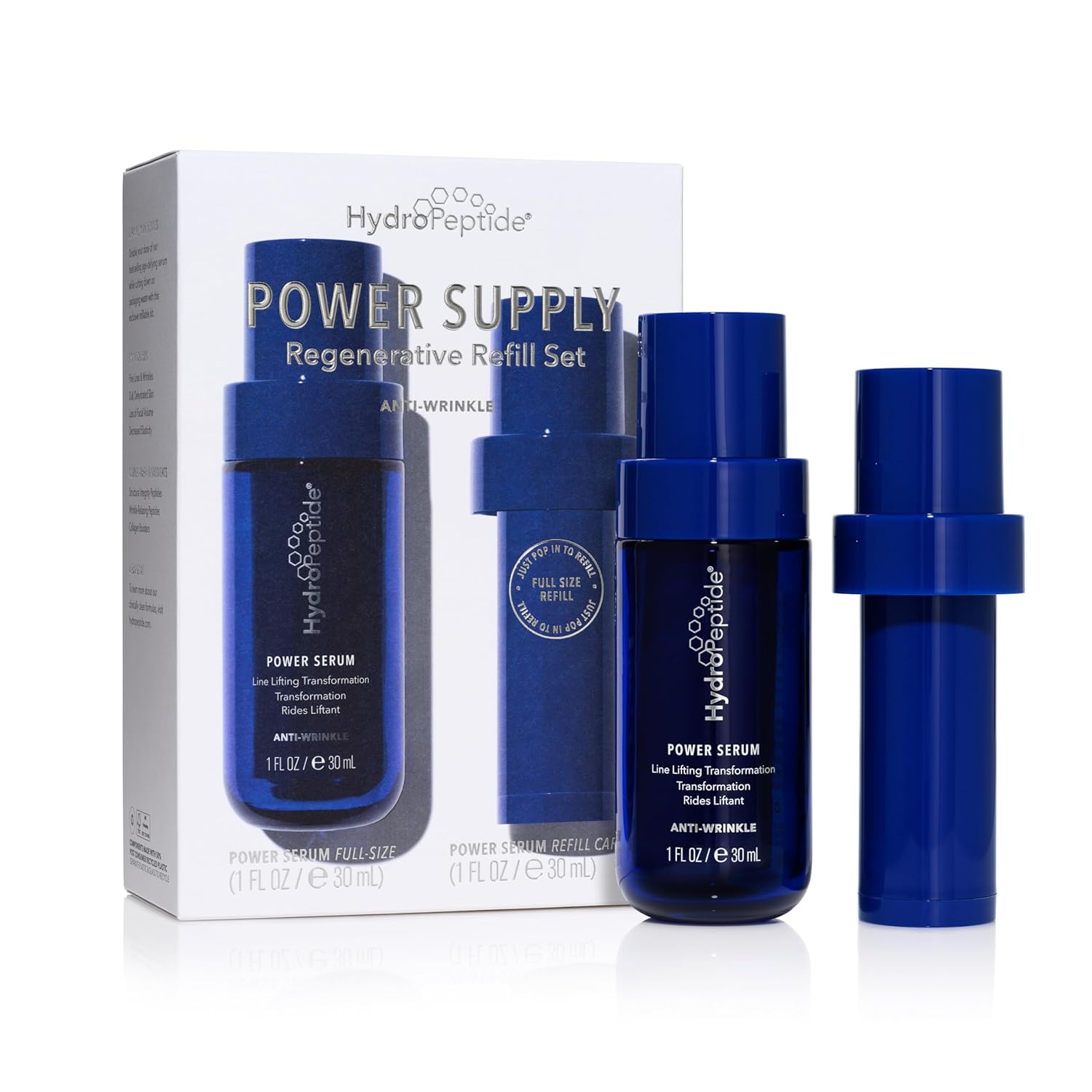 HydroPeptide :: Power Supply Anti Wrinkle Regenerative Refill Set, Power Serum + Refillable Cartridge, 2 Ounces (total)