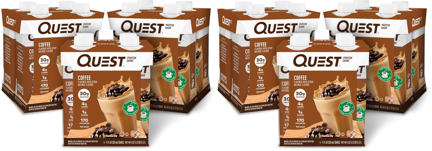 Quest Nutrition Ready To Drink Chocolate Protein Shake, 30g Protein, 4g Net Carbs, Gluten Free, Keto Friendly, 11 fl oz - Pack of 12
