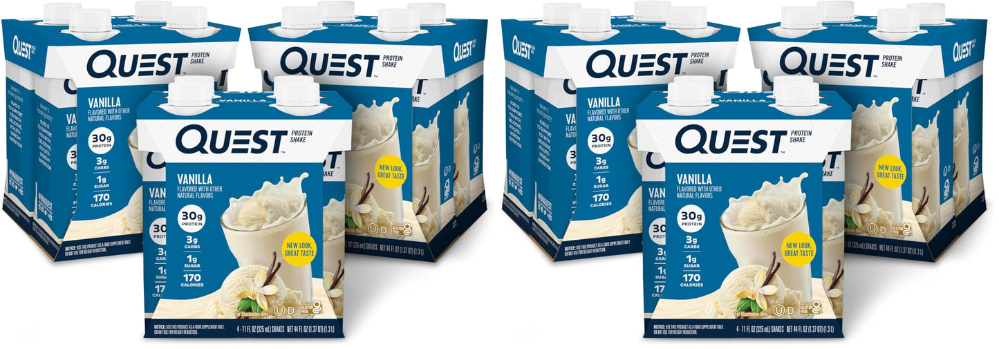 Quest Nutrition Ready To Drink Chocolate Protein Shake, 30g Protein, 4g Net Carbs, Gluten Free, Keto Friendly, 11 fl oz - Pack of 12